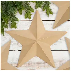 Factory Direct Craft Unfinished Dimensional Paper Mache Star Ornaments Blank Papier Mache Star DIY Christmas Decorations