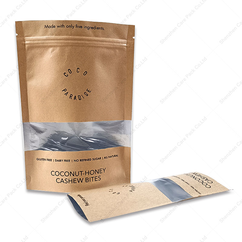 Eco Packaging Kraft Paper Corn Starch Ziplock Mylar Bag With Own Logo Stand up Pouch Ziplock Powder Bags