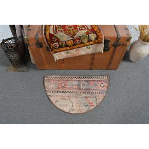 Alfombra Redonda Vintage de 2.4x1.5 pies, Alfombra Turca, Alfombra Oriental Azul - Product Image 1