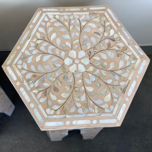 Nouvelle conception Table d'appoint marocaine à incrustations de nacre florale faite à la main Tabouret en nacre MOP pour la décoration du Ramadan Meubles de salon - Product Image 6