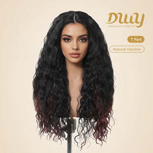 Perruque synthétique sans colle Rosa C-DWY T Part, cheveux longs bouclés latins, avec dentelle transparente sur le devant - Product Image 3