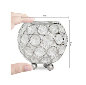 Round Votive Crystal Tea Light Holder Shiny <b>Silver</b> Plating Decorative Dining Table Centerpiece for Sale - Product Image 1