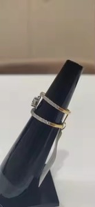 แหวนแต่งงานประดับเพชรทรงกลมตัดเป็นวงแหวนทองขนาดเล็ก14K สีเหลืองทองสำหรับคู่แต่งงานของขวัญวันครบรอบแต่งงานสำหรับคู่ค้า - Product Image 2