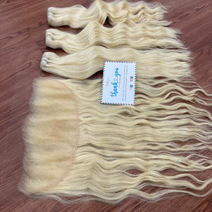 Paquetes de cabello humano Rubio vietnamita con encaje Frontal 613 Onda natural Cabello virgen Frontal 613 Cabello Rubio - Product Image 1