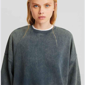 Conjunto de sudadera extragrande con lavado ácido y pantalones anchos para mujer, mezcla de algodón, ropa informal para estar en casa, conjunto de dos piezas, ropa de calle - Product Image 3