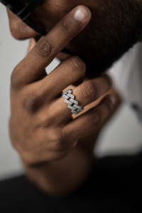 <b>Mens</b> 925 <b>Silver</b> Moissanite Cross Statement <b>Ring</b> Iced Pave Baguette Stone Luxury Religious Jewellery <b>For</b> <b>Men</b> - Product Image 1