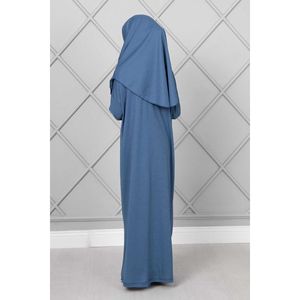 Vestido de oración azul para niños con patrones decorativos Hijab-Ropa compatible - Product Image 5