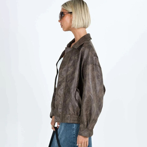 Venta al por mayor moda mujer chaqueta de cuero moda mujer Pu chaqueta de cuero transpirable de alta calidad chaqueta de cuero - Product Image 2