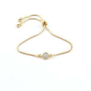 Minimaliste gris calcédoine CZ fait à la main Bracelet réglable nouvelle mode plaqué or boîte chaîne curseur serrure avec diamant pour cadeau - Product Image 1