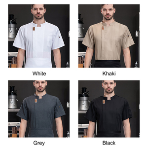 Veste d'uniforme de chef en toile à séchage rapide pour hommes et femmes Vêtements de personnel courts à manches longues pour une utilisation dans la cuisine de restaurant et de bar - Product Image 2