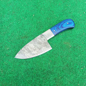Cuchillo de chef de Damasco hecho a mano, mango de madera Pakka, cuchillo de cocina pequeño de acero de Damasco para deshuesar, cuchillo de cocina con cubierta de cuero - Product Image 6