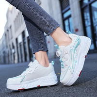 Chaussures à Roulettes pour Enfants, Baskets de Parkour pour Garçons et Filles, Déformables, Mode, 4 Roues, Décontractées, Détachables pour Extérieur