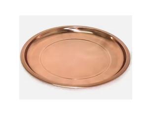 Plateau de service rond en métal de taille personnalisée dernière conception avec poignée en acacia en cuivre Produit Offre Spéciale à usage domestique - Product Image 1