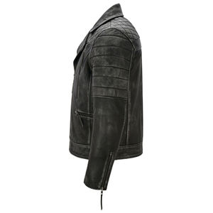 <b>Top</b> Selling Men Mandarin Collar <b>Black</b> Genuine Leather Jacket With Polyester Fabric Lining Zip Closure Men's Leather Jackets - Product Image 4
