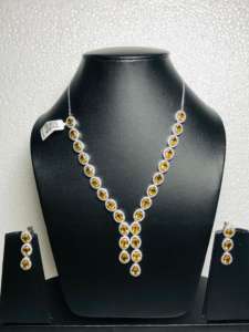 Ensemble collier et boucles d'oreilles en argent sterling 925 avec pierre précieuse en citrine naturelle Très beau design unique et parfait pour toute occasion - Product Image 4