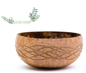 Juego de cuencos de cáscara de coco hechos a mano de Vietnam Eco2go, cubierta desechable ecológica, embalaje de cartón conveniente duradero para bodas - Product Image 3