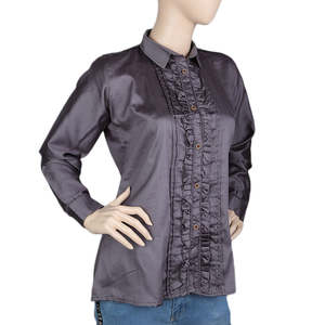 เสื้อเชิ้ตลำลองแขนยาวผู้หญิง - สีเทา - Product Image 1