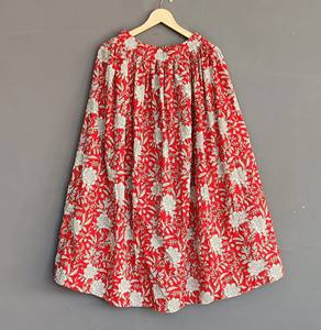 กระโปรงแม็กซี่ผ้าฝ้ายสำหรับผู้หญิงระบายอากาศสวมใส่สบายสไตล์โบโฮสำหรับฤดูร้อนพิมพ์ลายบล็อกเก๋ไก๋ - Product Image 4