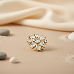 Pendientes de Botón de Flor Chapados en Oro de 14K para Mujer con Circonita Cúbica y Forma de Corazón para Compromiso, Joyería de Oro Rosa Amarillo - Product Image 3