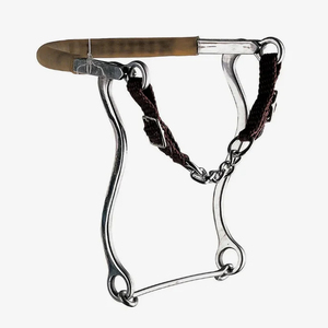 Mors Hackamore de haute qualité en acier inoxydable recouvert de caoutchouc pour chevaux, design combiné lisse et poli, pour l'équitation - Product Image 4