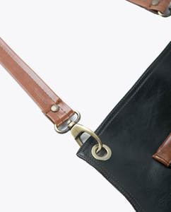 <b>Black</b> Leather Work Apron Cross-Back <b>Harness</b> Multi-Pocket Utility Design for Chef Barista Craftsmen Modern 2026 Leather Apron - Product Image 4