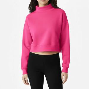 Sweat-shirt oversize décontracté à col montant en spandex/coton molletonné personnalisé pour femme, streetwear, hiver, printemps, été - Product Image 3