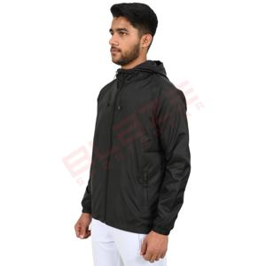 Veste de sport à capuche décontractée pour hommes de haute qualité de couleur unie avec logo personnalisé col montant veste d'extérieur-vente en gros de vestes de sport - Product Image 1