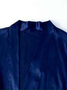 Custom Dual Layer Satin Silk <b>Bathrobe</b> For <b>Men</b> Luxury Robe With Front And Back Custom Logo Knee Length For Home Spa Use - Product Image 4