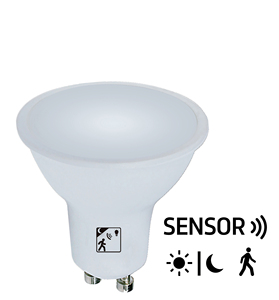 Lámpara dicroica GU10 5W 4000K 300Lm 100 LED con sensor de presencia y crepuscular (Electro DH 81.2O6/MCR/BL) - Product Image 1
