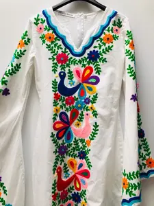 Anayra Craft Embroidery Butterfly <b>Kaftan</b> <b>for</b> <b>Women</b> Boho Long Sleeves Embroidered <b>Kaftan</b> India - Product Image 5