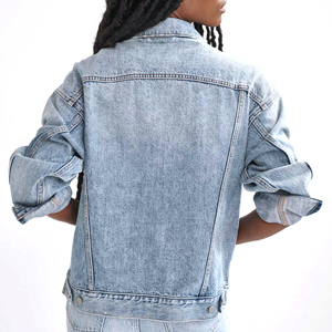 Chaquetas vaqueras 2025 personalizadas lavadas con ácido para mujer, chaqueta vaquera de moda, chaqueta occidental de gran tamaño con botones y bolsillos - Product Image 6
