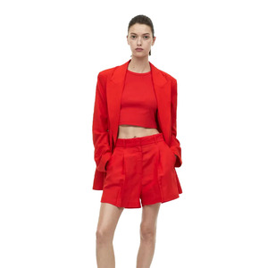 Crop top sans manches en jersey de coton 250 GSM, style streetwear, couleur rouge, pour femmes, best-seller, en vente - Product Image 2