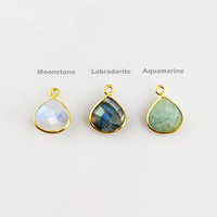 Pendentif coeur Labradorite naturelle feu bleu 10mm collier en argent Sterling 925 breloques plaquées or pendentifs fins breloques