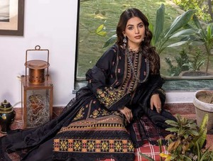 ชุดเดรสปักลายสำหรับสนามหญ้า,ชุดเดรสหรูสไตล์ปากีสถานอินเดียสำหรับฤดูร้อนชุดเดรสปักลายพร้อมสวมใส่ - Product Image 3