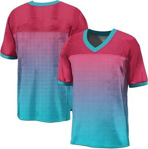 Custom American Football Jersey V-Neck Sublimated Gradient <b>Mesh</b> 100% Polyester Short Sleeve Unisex Adult Breathable Sport Shirt - Product Image 6