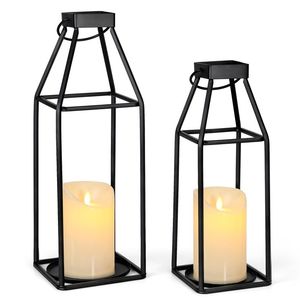 Candelero hexagonal de metal negro mate de diseño moderno, farolillos, tarro de vela único - Product Image 3