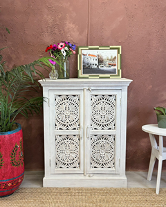 Whitewashed Hand-Carved 2-Door <b>Sideboard</b> - Product Image 1