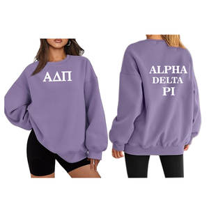 Sudadera de lana para mujer personalizada para invierno/otoño, ropa de calle de moda para viajes, con estampado de letras griegas, Spandex/Material de algodón - Product Image 2