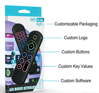 Souris Air M5 noire avec mini-clavier, double mode 5.2 et 2.4G, télécommande sans fil, prix réduit, rétroéclairage, matériau plastique