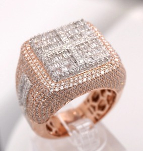 Gran oferta, anillo de diamante de moissanita chapado en oro de 14 quilates, joyería de Hip-Hop de estilo helado con relleno de oro blanco para hombres y mujeres - Product Image 1