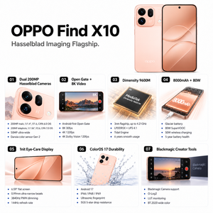 Teléfono Inteligente Original OPPO Find X10 5G con Dimensity 9600M, Cámara Dual Hasselblad de 200MP, Batería de 8000mAh, Carga Rápida de 80W, Pantalla AMOLED de 144Hz - Product Image 3