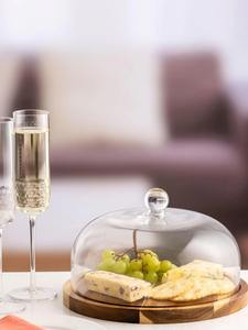 Modern <b>Cake</b> <b>Dome</b> and Wooden Board Acacia wood <b>cake</b> <b>stand</b> - Product Image 2