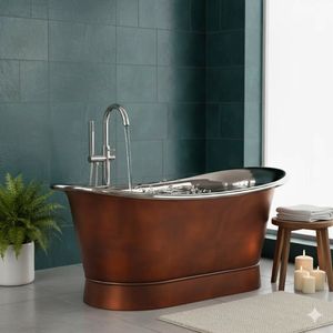 Élément de baignoire en cuivre architectural rehaussant les salles de bain avec une présence artistique, impact sur la décoration intérieure de luxe. - Product Image 5