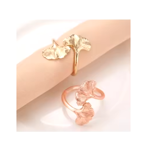 Anneaux de serviette de Noël de qualité haut de gamme en or élégants pour la maison, les fêtes de mariage d'hôtel forme minimaliste anneaux de maintien de serviette - Product Image 5