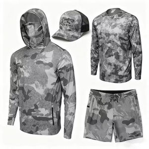 Completo da Pesca OEM UPF 50, Maglietta a Maniche Lunghe con Cappuccio, Abbigliamento da Pesca Personalizzato, Pantaloncini da Uomo ad Asciugatura Rapida, Felpa con Cappuccio da Pesca - Product Image 3