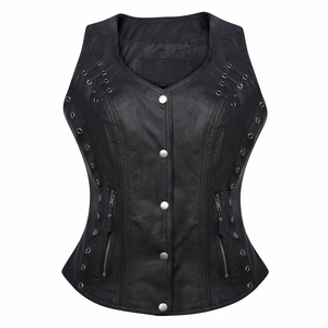 Chaleco sin Mangas de Talla Grande, Ligero, Transpirable, con Cuello en V, Calidad Profesional, Nuevo, Chaleco de Cuero Genuino para Mujer Motociclista - Product Image 1