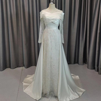 Robe de mariée élégante en satin Jancember CM44, robe de mariée scintillante, robe de mariée à col en V, robe de mariée à manches longues, tenue de soirée de fiançailles