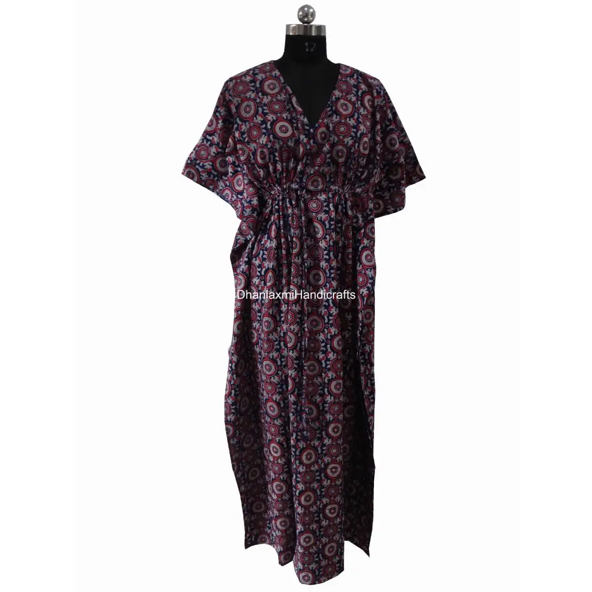 Ajrakh Print 100% Cotton Kaftan Dress Soft & Comfortable Loose Maternity Wear Multi-Color Tunic Wholesale Maxi Gown Beach Wear