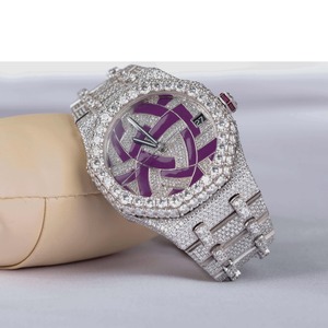 Relojes mecánicos de alta calidad de primera calidad, joyería fina, blancos y morados diamantes naturales, helados, disponibles a precios asequibles - Product Image 5