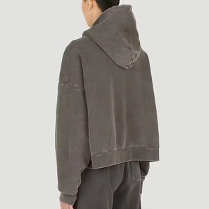 2025 sweat à capuche vintage surdimensionné de luxe pour hommes 450gsm poids lourd 100% coton Boxy recadrée lavé à l'acide pour l'hiver - Product Image 3